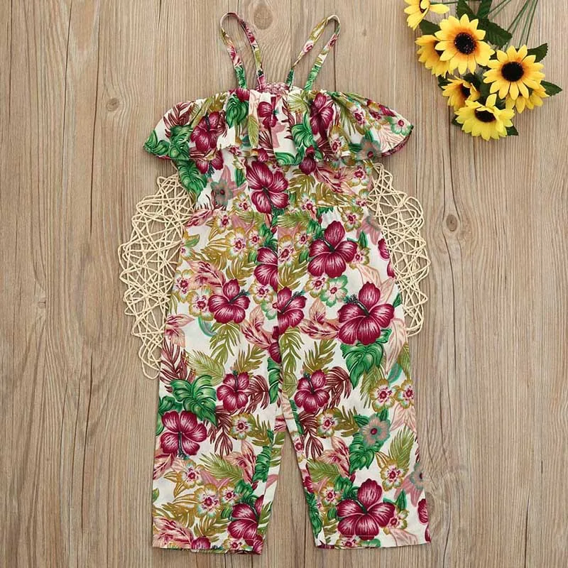 Summer Baby Girls Cloths Kawaii Cute Fashion Flower Camisole Overalls