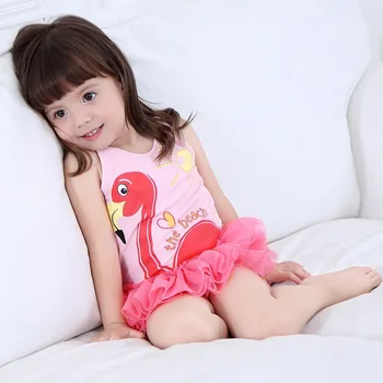 

Baby Girls Kids Toddlers Cartoon Horse Swimsuit Bathing Suit One piece Swimwear Goggles Swimming glass ruffles baby swimwear