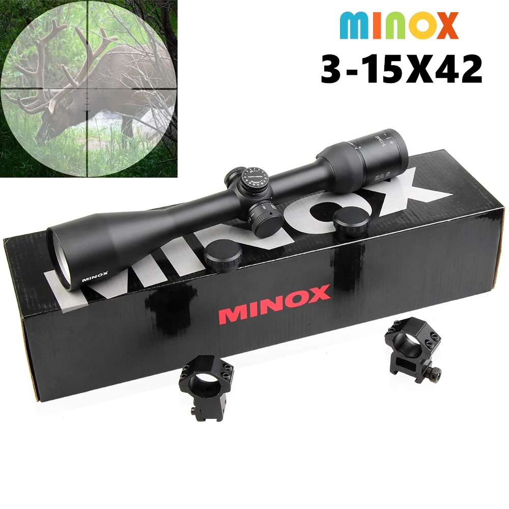 Новый MINOX 3-15X42 оптический прицел военный применение открытый охотничий прицел воздушная винтовка снайперская винтовка пистолет аксессуары