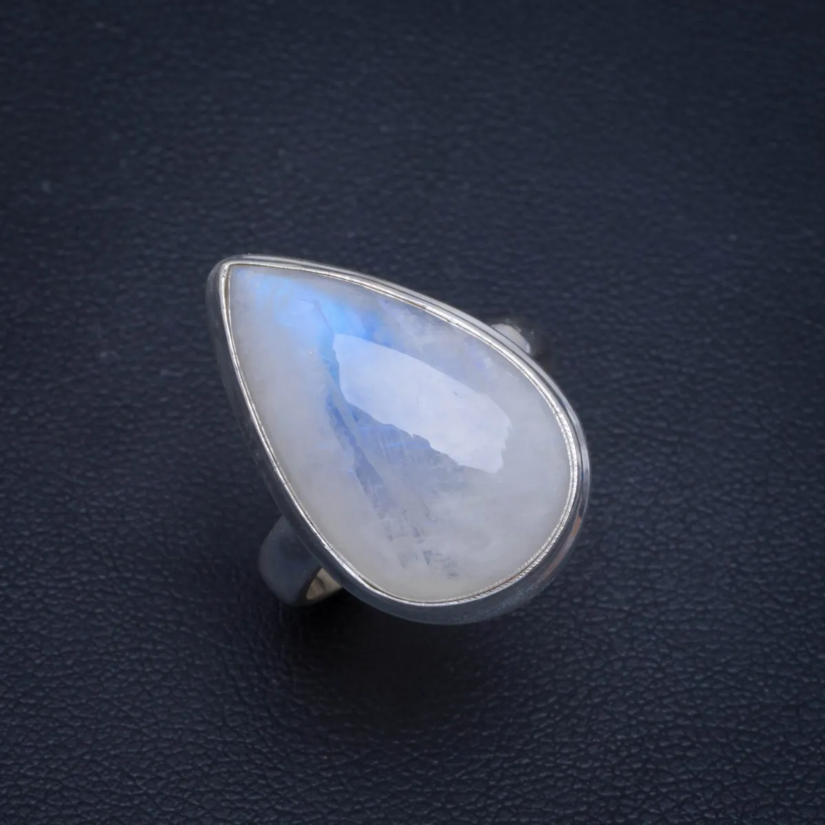 

Natural Rainbow Moonstone Handmade Unique 925 Sterling Silver Ring 6.5 B1044