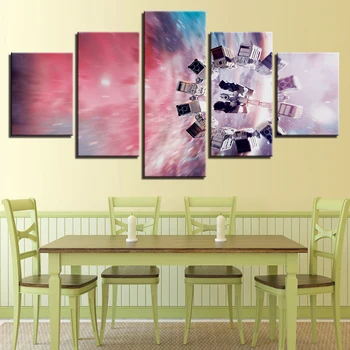 

Artryst Canvas Painting Home Decor 5 Pieces HD Prints Cosmic Planet Modern Poster Pink Starry Sky Aircraft Pictures Wall Art