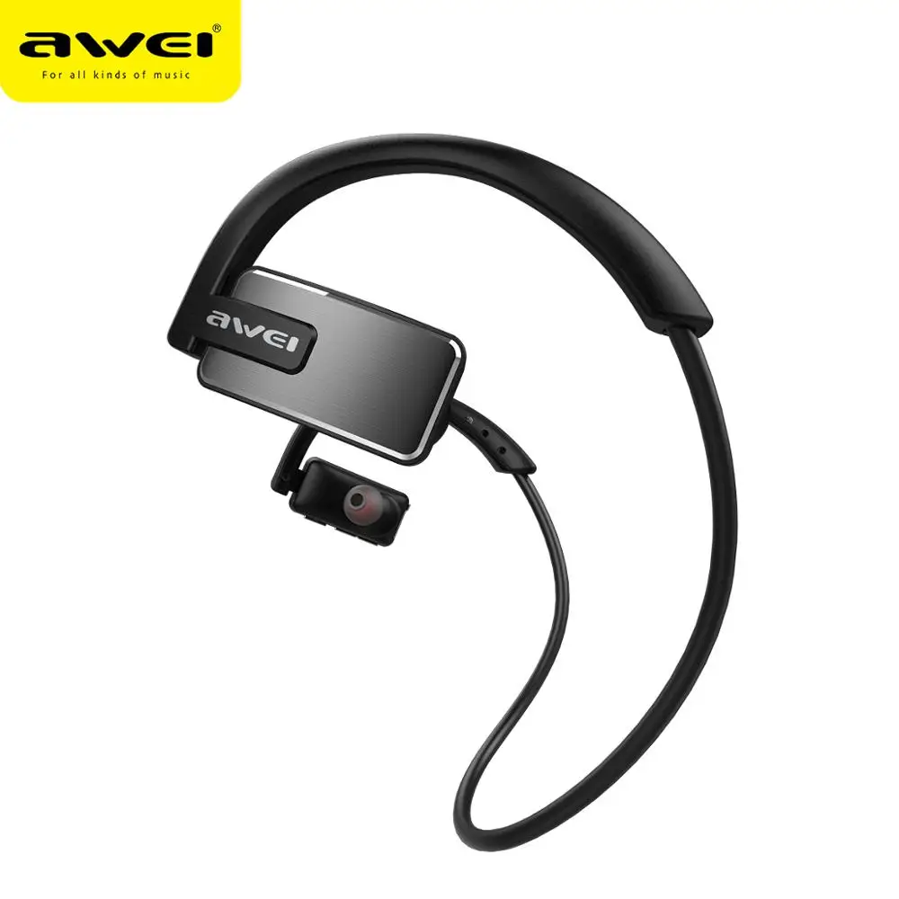 AWEI A883BL Спортивные Bluetooth наушники с микрофоном бас стерео водонепроницаемые беспроводные наушники с шумоподавлением Bluetooth гарнитура - Цвет: Black