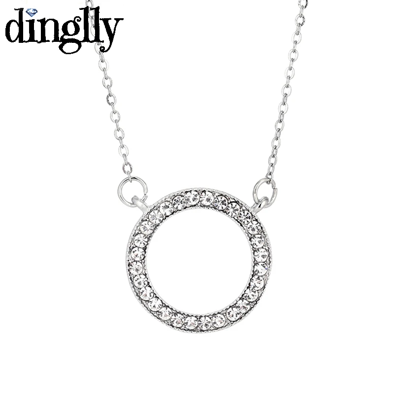 

DINGLLY Silver Color Round Circle Pendant Collar Witchcraft Necklace Crystal Handmade Brands Necklace For Women Gifts Charms