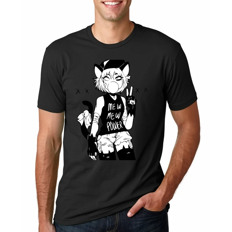 

Ahegao T Shirt Men Summer Mew Mew Power Print Hip Hip Tee Shirts Short Sleeve Tees Homme Camisetas Hombre T389