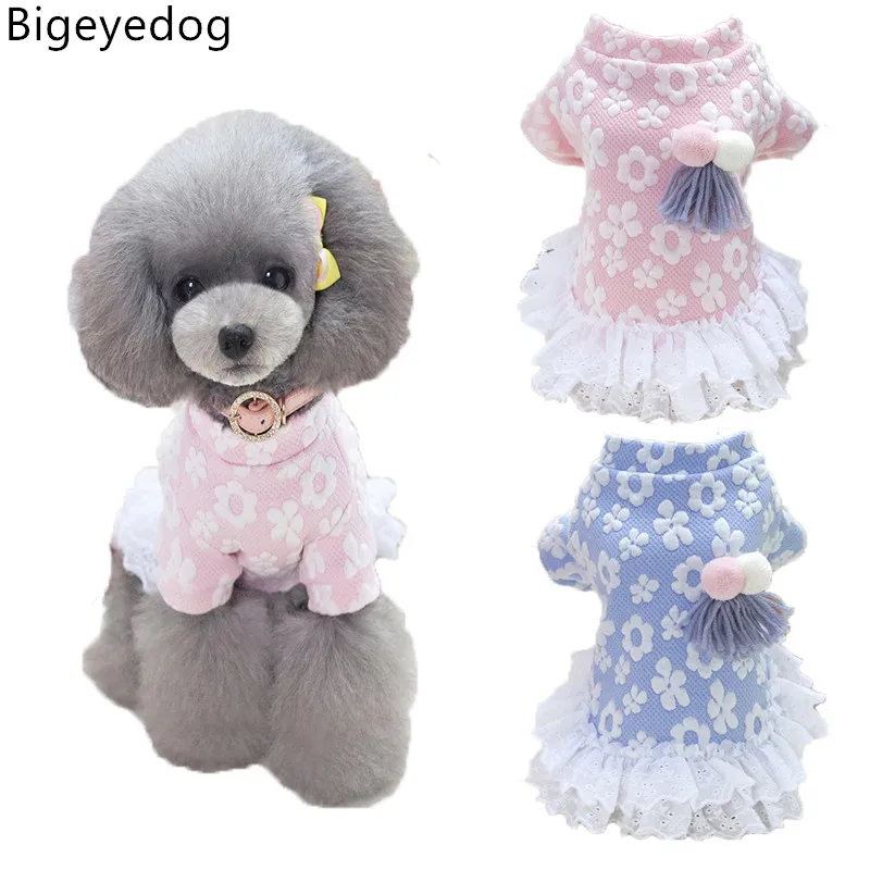 Bigeyedog Cute Female Dog Clothes Winter Dress for Dog Pet Clothing