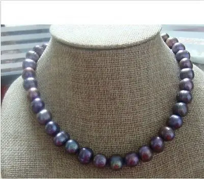 

Wholesale FREE SHIPPING STUNNING 12-13MM TAHITIAN BLACK RED PEARL NECKLACE 18INCH