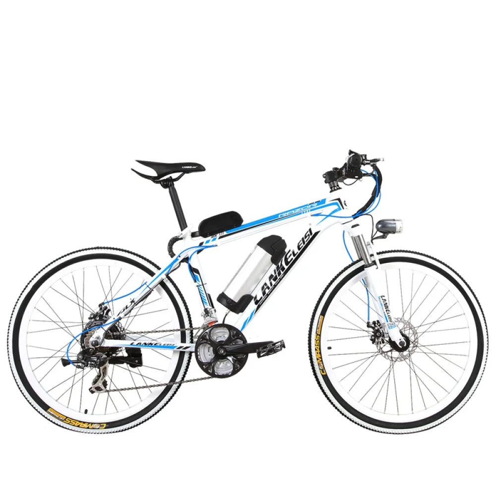 MX3.8 48 В 10Ah большая энергетическая батарея горный велосипед, 21 скорость, 26 дюймов* 1,95 колеса, рама из алюминиевого сплава, электрический велосипед - Цвет: White Blue