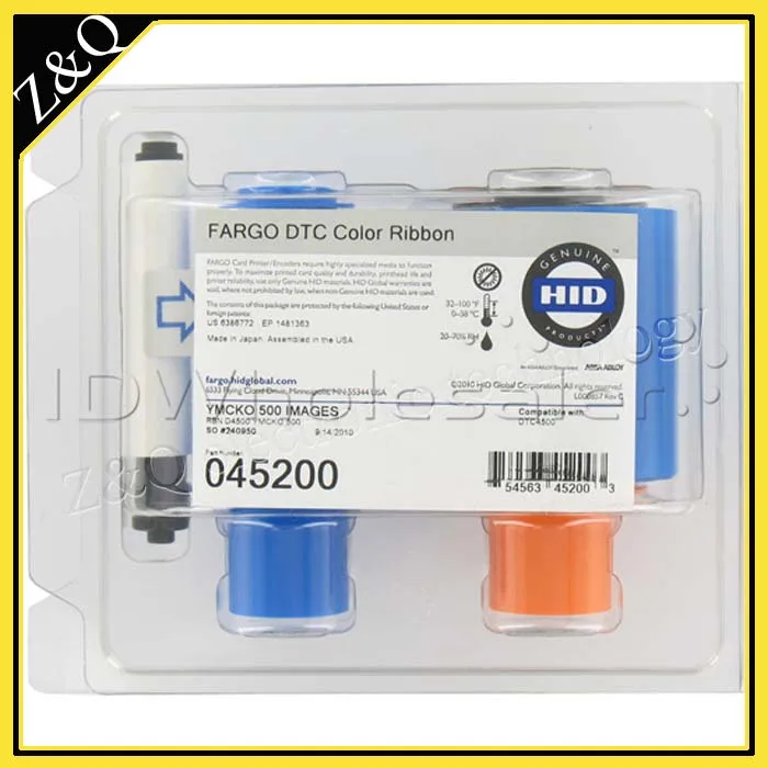 HID DTC4500 plastic card printer ribbon Fargo 45200 YMCKO color ribbon