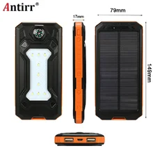 Солнечный Мощность Bank Dual USB Мощность Bank 12000 мАч Водонепроницаемый Мощность Bank Bateria внешняя Портативный Панели солнечные с светодиодный бордовый