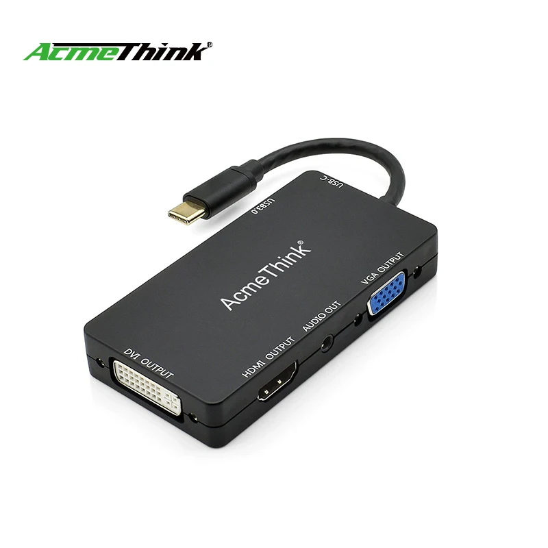 

Type C to HDMI DVI VGA 3 in 1 Adapter,AcmeThink USB C Hub to 4K HDMI DVI VGA Audio Adaptor Converter for MacBook/MacBook Pro
