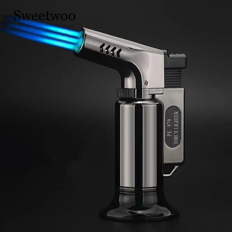 

Outdoor BBQ Lighter Cigar Torch Turbo Lighter Jet Butane Gas Cigarette 1300 C Spray Gun Windproof Metal Pipe Lighter For Kitchen