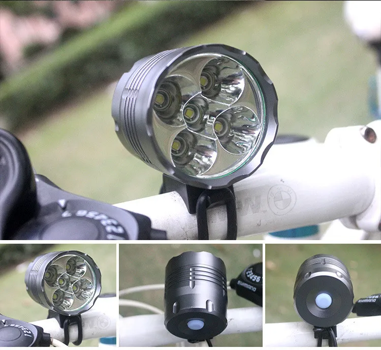 Excellent Usb Rechargeable Bike Light Front Handlebar Waterproof 10000Lm 5x CREE XM-L U2 LED Bicycle Light Torch Headlamp + Battery 1