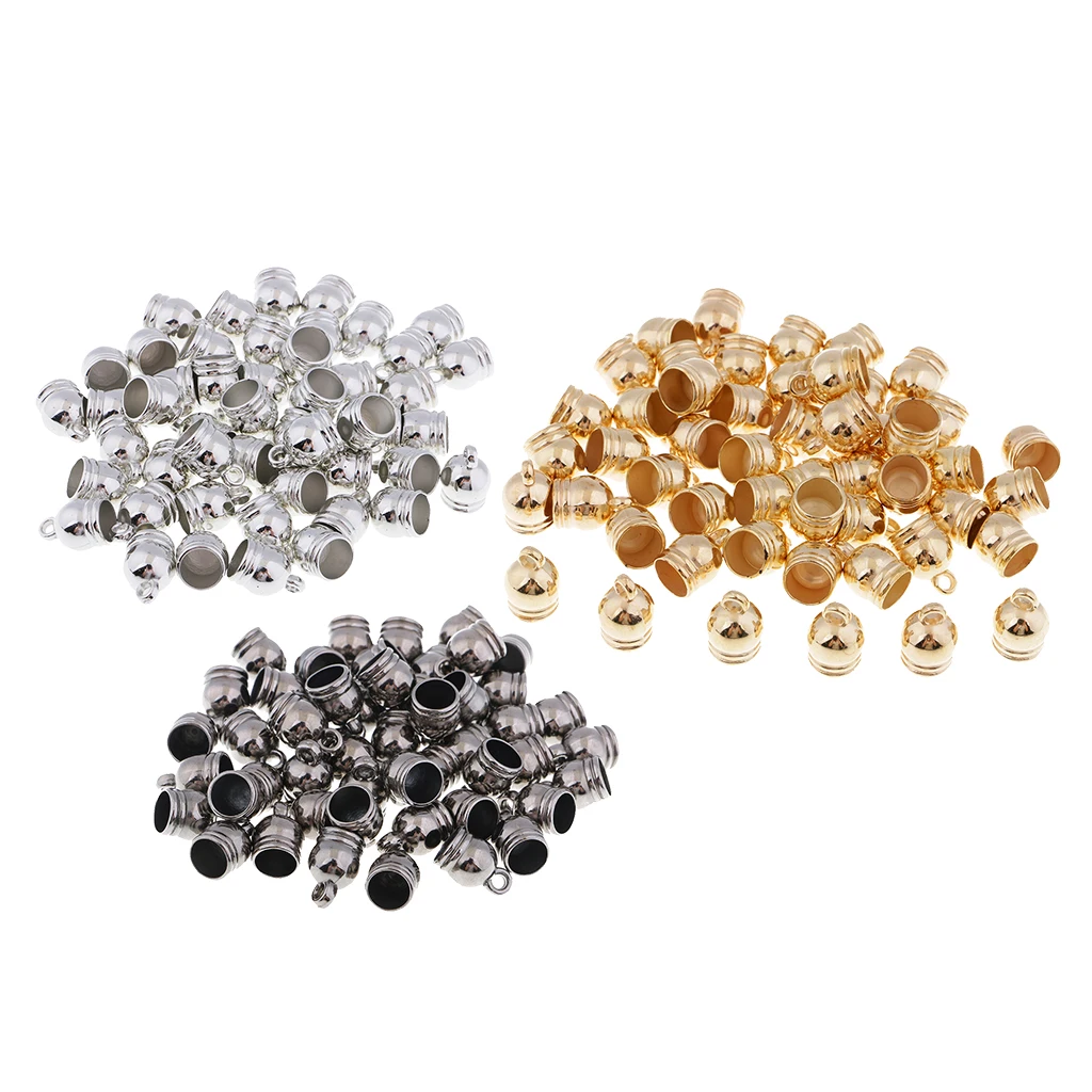 50 Pieces Charms Bead End Caps Stopper Fit 8mm Cord Leather Craft Necklace Bracelet for Leather Braids Jewelry Making