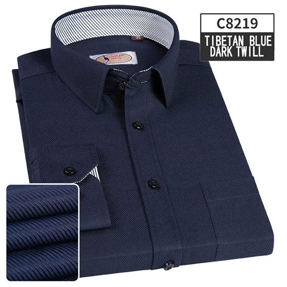 AOLIWEN2018, брендовая мужская блузка, рубашка из плотной ткани, саржевая полосатая рубашка с длинным рукавом, модная рубашка, мужская летняя FashionM-5XL - Цвет: C8219