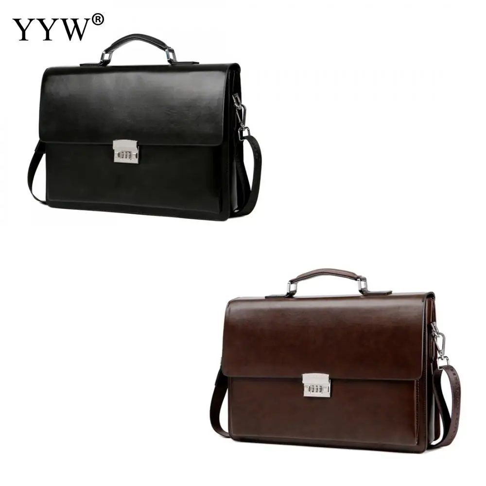 Men's Executive Briefcase Business Male Bag Black Portfolio Tote Bags for Men A Case for Documents Classic PU Leather Handbag