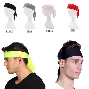 

Solid Cotton Tie Back Headbands Stretch Sweatbands Hair Band Moisture Wicking Workout Men Women Bands