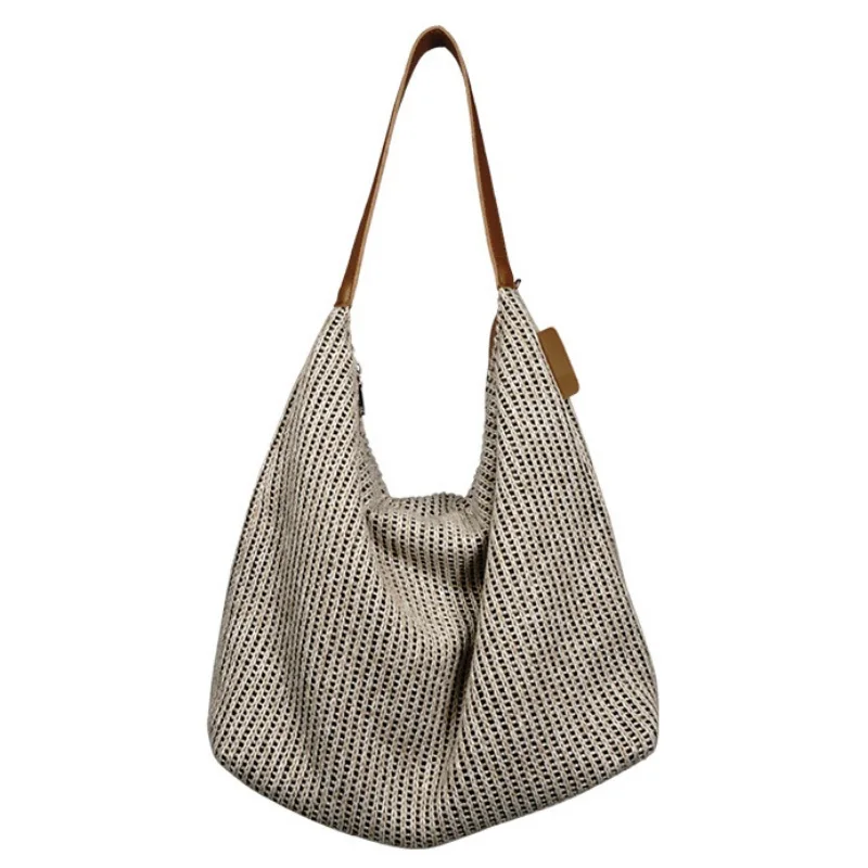 

Women Winter Knitted Hobo Shopping Tote Weave Dumpling Bag Casual Shoulder Bags Female Cashmere Woven Handbag Large Capacity