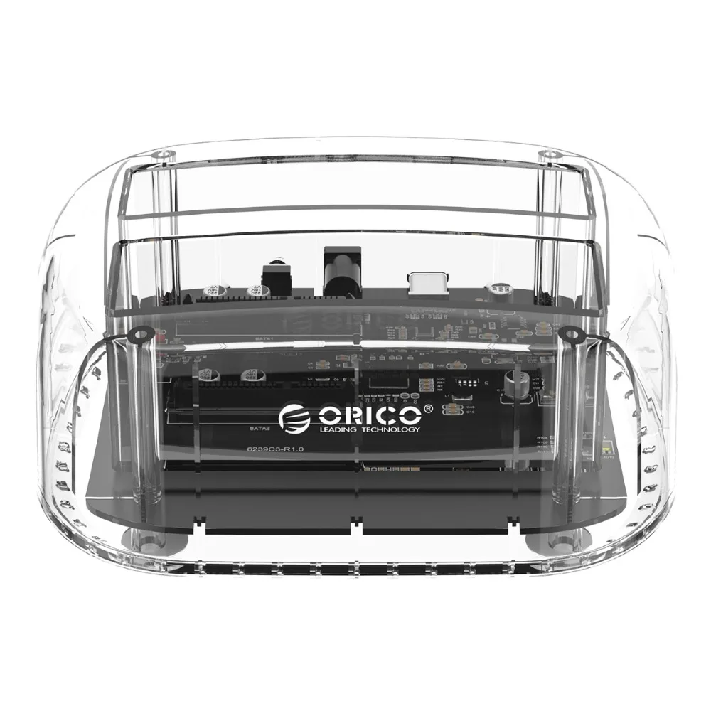 ORICO 2,5/3,5 дюйма 2 отсека USB C прозрачный жесткий диск Поддержка 24 ТБ USB3.1 Gen1 HDD док-станция type-C HDD Чехол