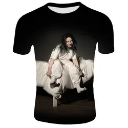 Билли эйлиш Мода хип хоп 3d футболки с принтом летняя футболка с коротким рукавом для мужчин и женщин 3D футболки свитшоты одежда