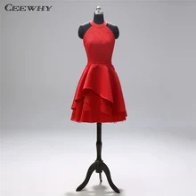 CEEWHY без рукавов с открытой спиной красный кружево элегантное вечернее платье коктейльные платья для женщин Выпускные платья Vestidos de Coctel