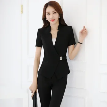 

Plus Size 4XL Formal Professional Business Women Suits With Jackets And Pants Trousers Sets Summer Blazers Outfits For Ladies