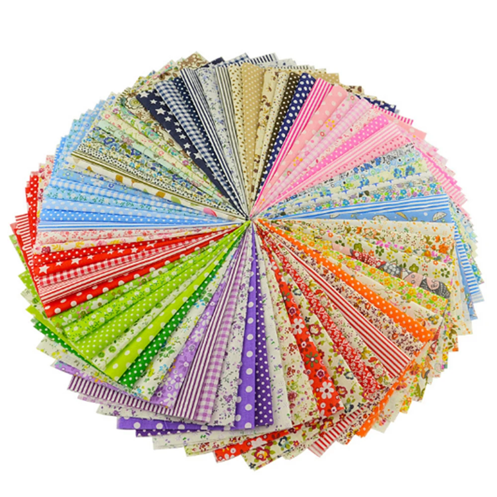 

New 50pcs 10x10cm Cotton Fabric Telas Patchwork Fabric Fat Quarter Bundles Fabric For Sewing Patchwork Doll Clothes 2A0268