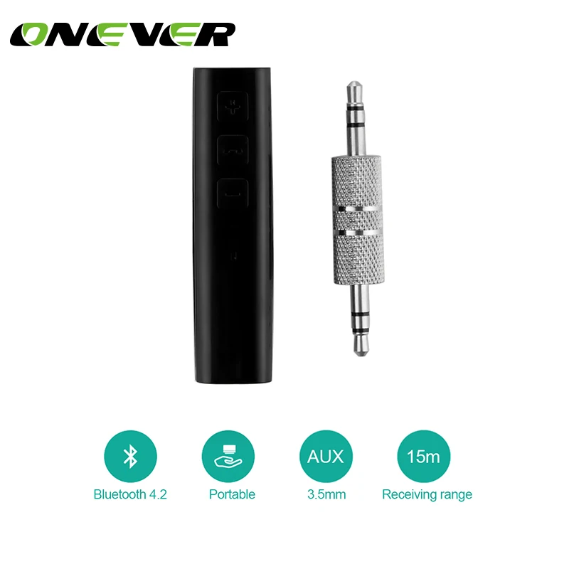 

Onever Universal Mini Wireless Bluetooth Car Kit Handsfree 3.5mm Jack Bluetooth Audio Receiver Adapter AUX for Speaker Headphone