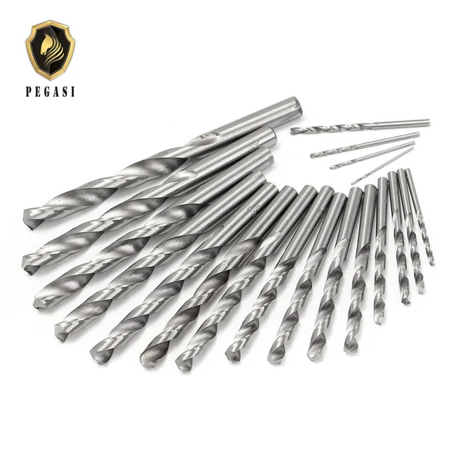 PEGASI 19Pcs Titanium Coated Twist 1.5mm 10mm HSS High Speed Steel