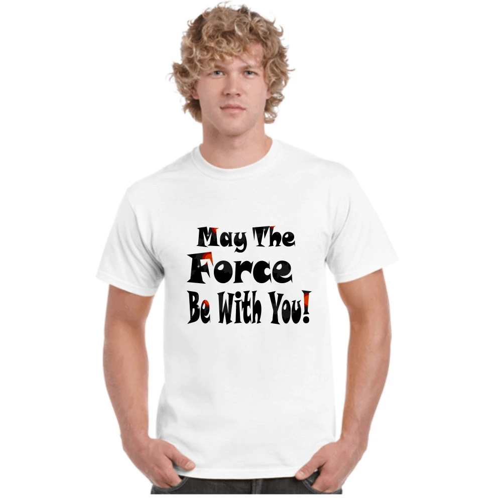 Star Wars, May The Force, футболки, фильмы, инопланетяне, цитаты, OVNI Normal с коротким рукавом хлопковые футболки легкие