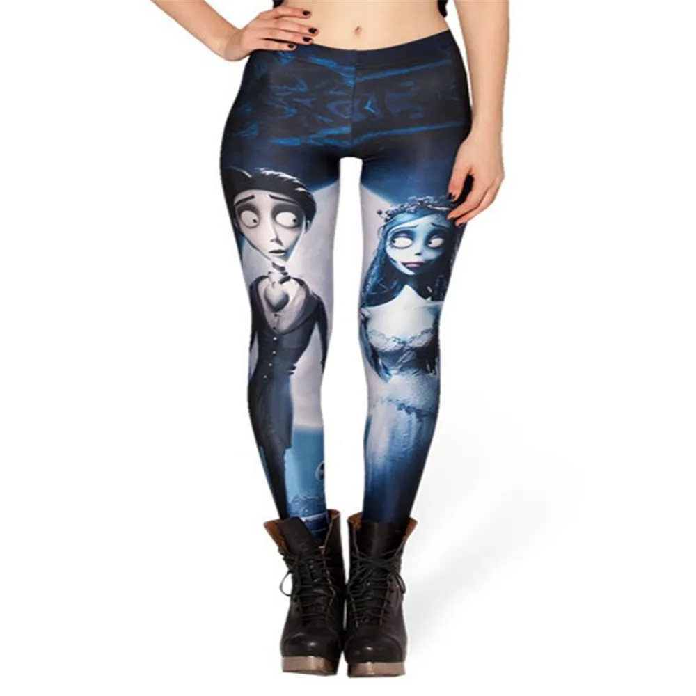 

Hot! Autumn Custom Lddies Fitness CORPSE BRIDE LEGGINGS Digital Printed Milk Vintage Plus Size Pants For Women Leggings