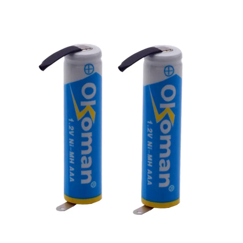 Okoman 1,2 V AAA аккумуляторная батарея 3800mah AAA Ni-MH ячейка со сварочными штырьками плоский верх для игрушек беспроводной телефон+ DIY никель