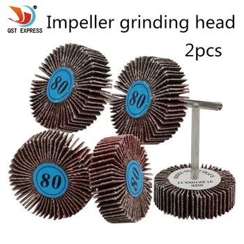 

2Pcs P80# Blinds Daibing Impeller Grinding Sandpaper Flap Wheel Head Shank Mandrel for Rotary Mini Drill Polish Tool