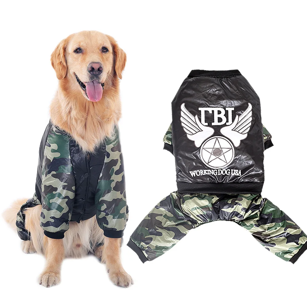 Winter Big Dogs Coats Camo Large Dog Clothes Warm Jacket Jumpsuit Pet