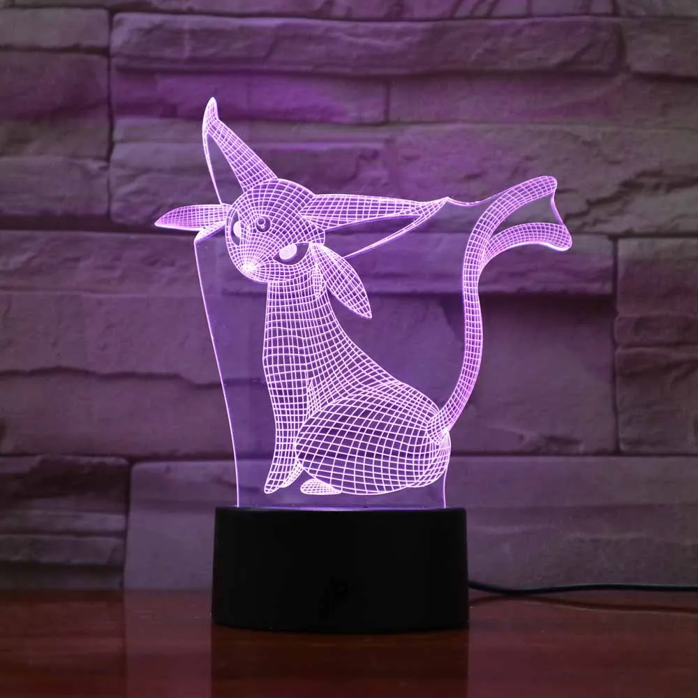 

7 Colors Changing 3D Visual Usb Cartoon Cat Modelling Led Fairy Lampara Desk Lamp For Office Decor Kids Holiday Gift Night Light
