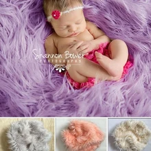 Младенческой новорожденных фотографии реквизита одеяло фиолетовый детские супер мягкие плюшевые одеяла 100*80 см Искусственный Мех шерсть Коврик Фон ковров