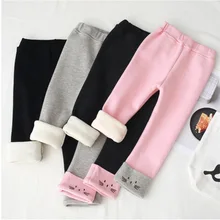 Утепленные флисовые леггинсы для девочек детские штаны с вышивкой в виде кота детские штаны Бархатные Теплые Штаны для маленьких девочек 2, 3, 4, 6, 8 лет