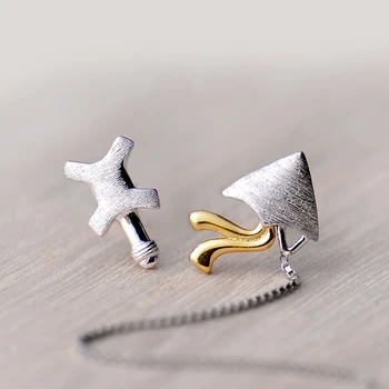 

Asymmetry 925 Sterling Silver Kite Temperament Original Creative Personality Fashion Female Earrings SEA285