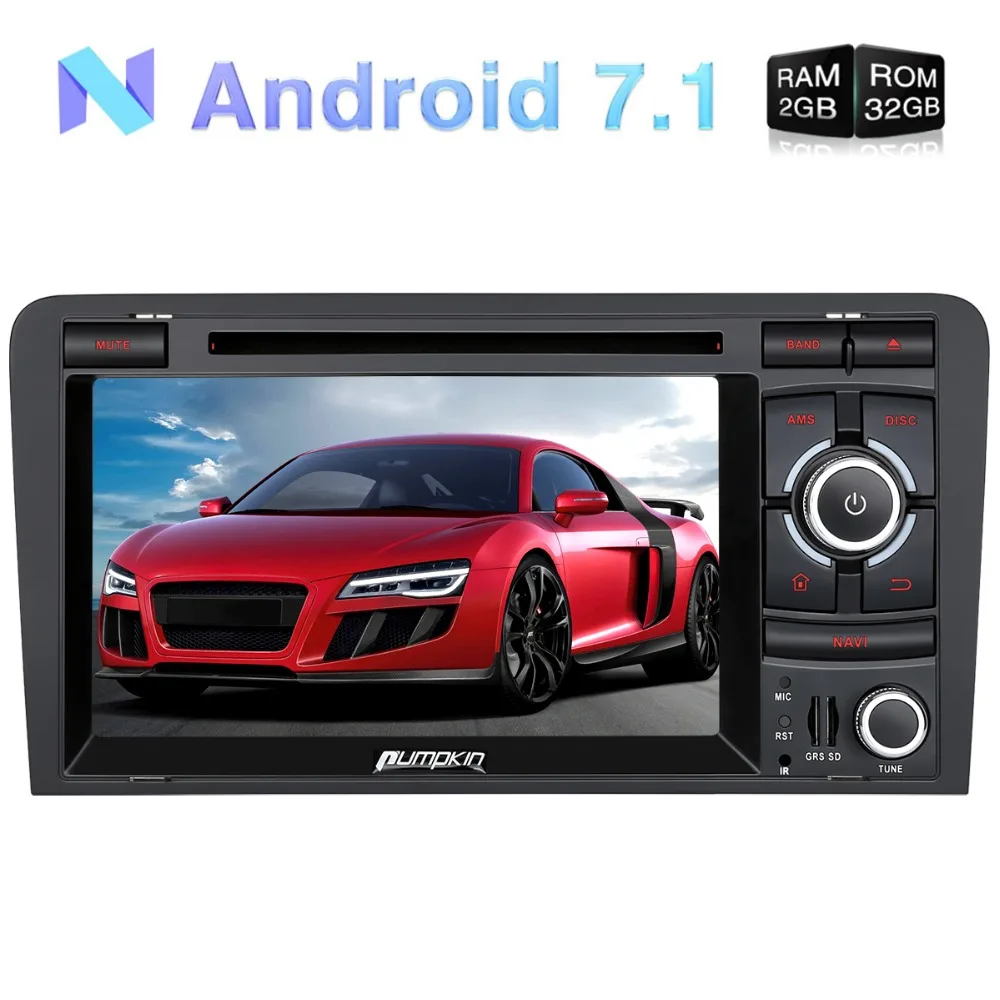 Top Pumpkin 2 Din7" Android 7.1 Car Multimedia DVD Player For Audi A3 2003-2011 GPS Navigation Car Stereo Wifi FM Rds Radio Headunit 0