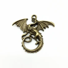 6 pçs/lote Liga de bronze Do Vintage Criativo Dragão Voador Trendy Colar Pulseira Pingente Encantos DIY Acessórios Jóias Presentes Mulheres