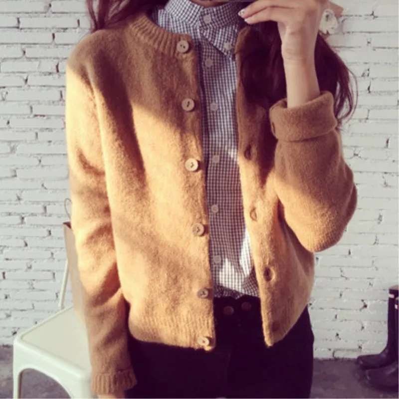 

Spring Autumn Cardigans Women Tops Knitted Cardigan Round Neck Womens Cardigan Long Sleeve Plus Size Short Jacket Sweaters Coats