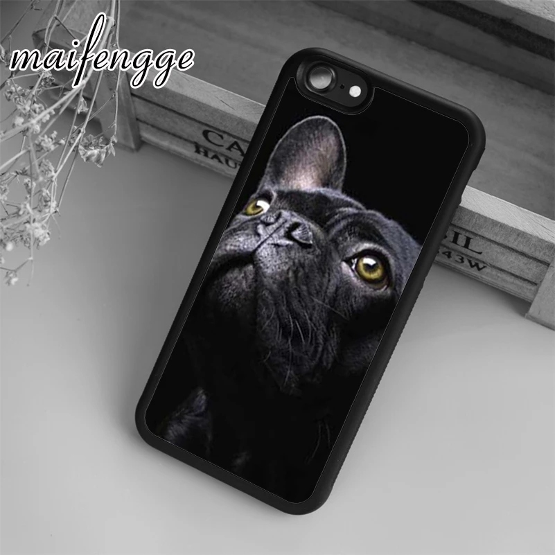 Черный чехол maifengge с французским бульдогом для iPhone 5 6 7 8 plus 11 12 Pro X XR XS Max Samsung Galaxy S7edge