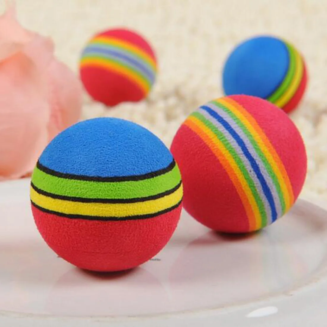 

New Cute 10Pcs Super Rainbow Toy Ball Small Dog Cat Pet Eva Toys Golf Practice Balls