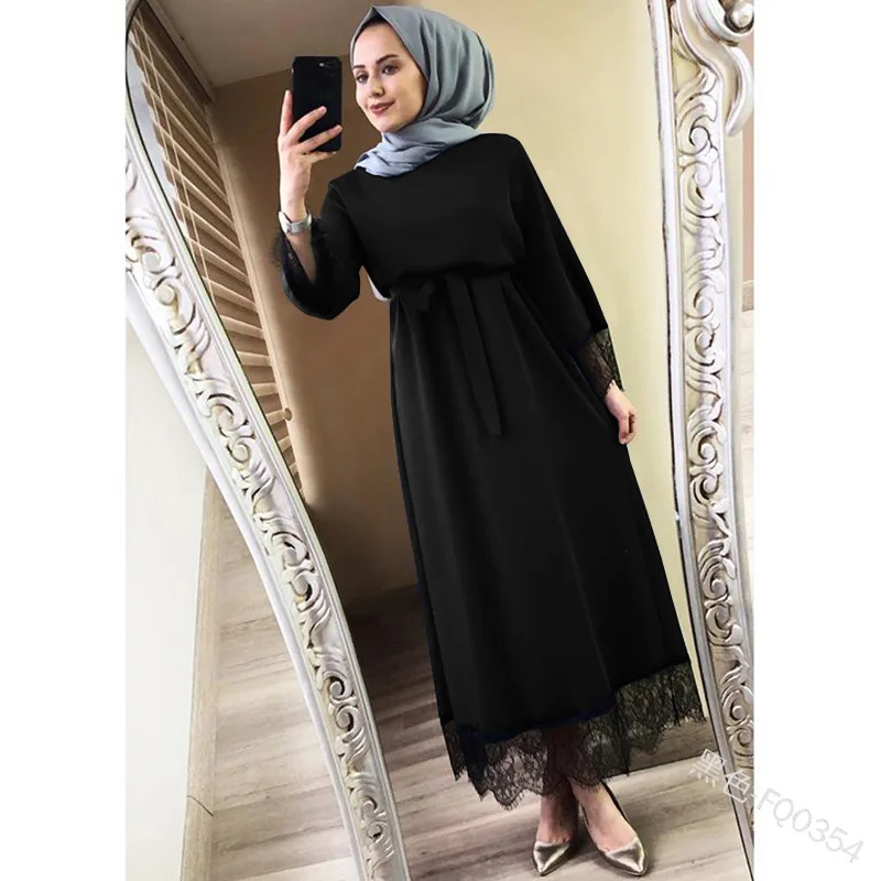 Женский мусульманский длинный халат Туника abaya Дубай Восточный халат из марокена Макси платье Турецкий Кафтан Исламская одежда Рамадан арабское платье хиджаб - Цвет: as  picture