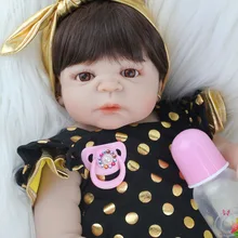 55 см полное Силиконовое боди Reborn Baby Doll игрушка Реалистичная новорожденная принцесса младенец кукла с серьгой девочка Brinquedos Bathe игрушка