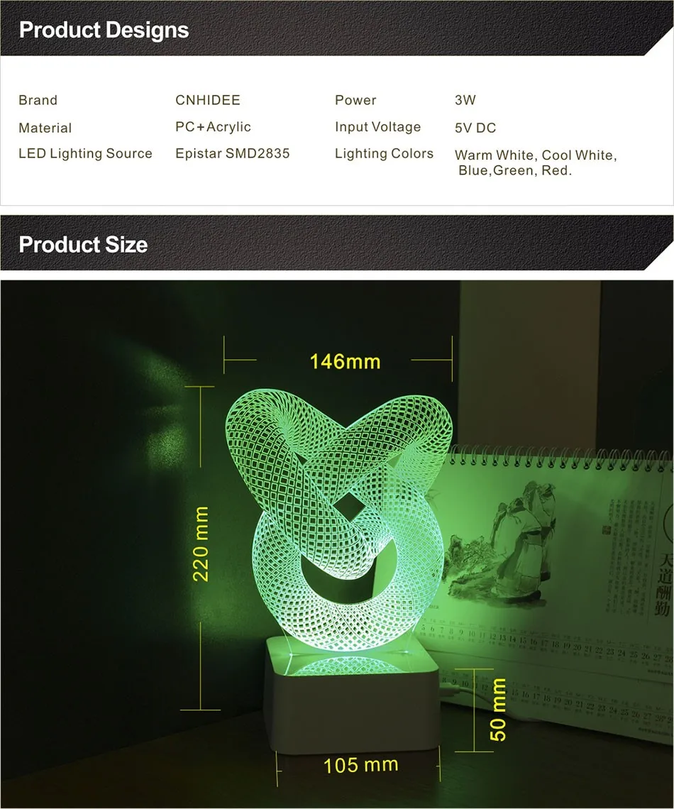 Limited Novelty Warm Chinese Knot Lamp Table Bed Room Abajur Touch Switch Night Light 3d LED Desk Light (2)