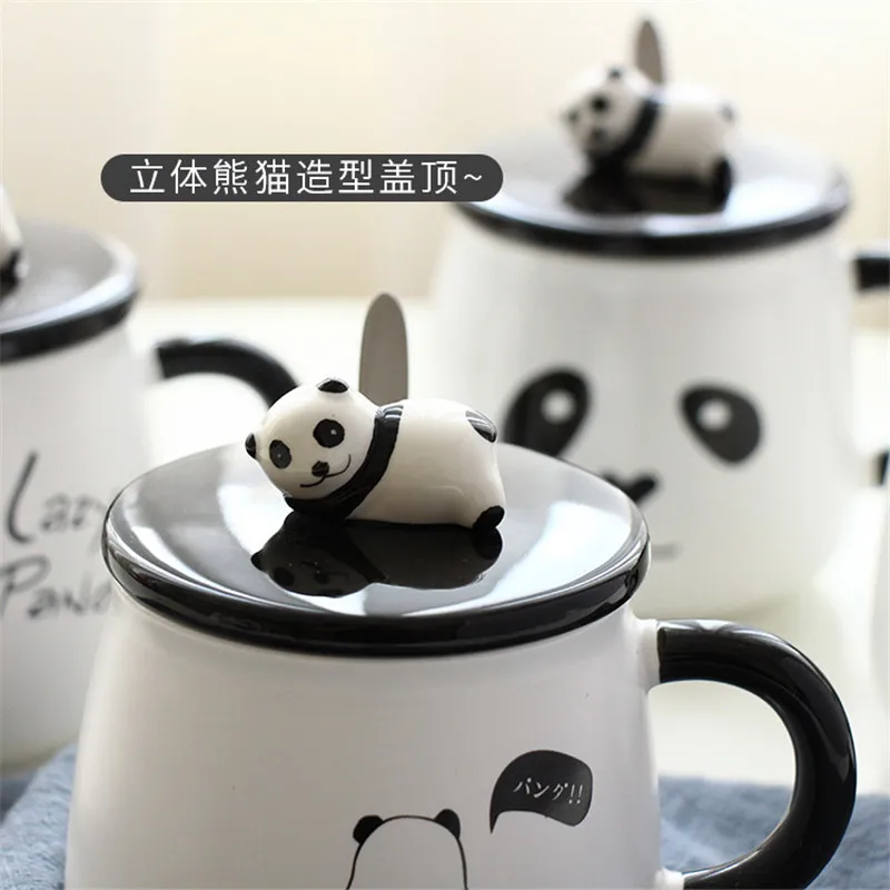 Кружки Kawaii с большой пандой керамическая чашка кружки для молока и кофе ложкой