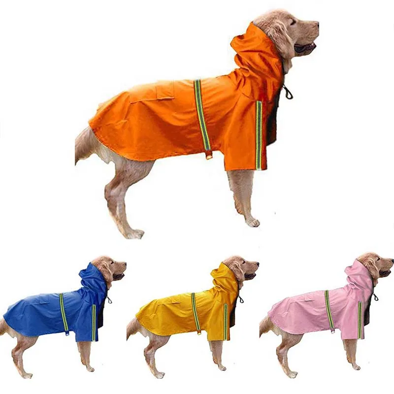 

Waterproof PU Dog Coat Jacket Reflective Large Dog Raincoat Rainday Dog Clothes Pet Puppy Dog Cat Jacket Outfits Labrador S-5XL