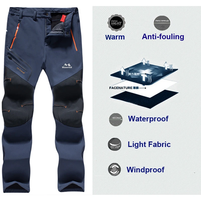 

Men Fleece Outdoor Winter Pants Soft shell Trousers Cycling Sports Drop shipping