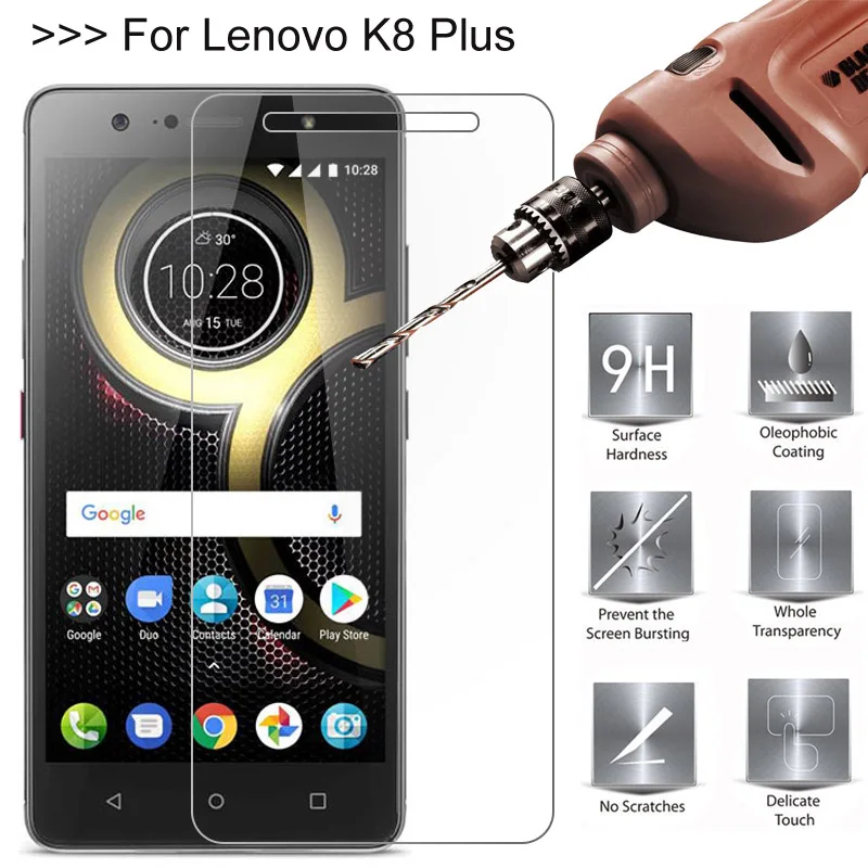 

Original GXE K8 Tempered Glass Protector Film For Lenovo K8 Plus 5.2" 9H Anti-explosion Screen Protective Guard