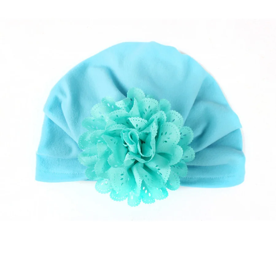 New Elastic Cotton Baby Hat Mesh Flower Newborn Soft Turban Hats Little Girl Beanie Cap Bohemian Style (9)